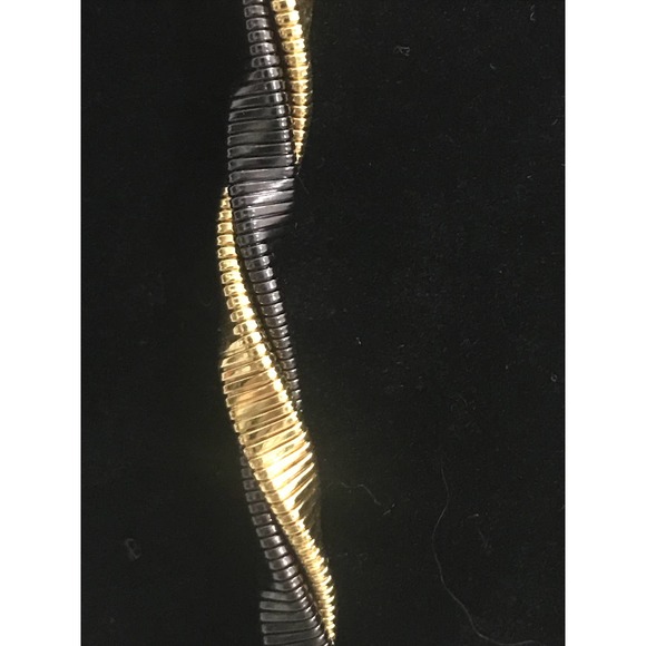 gold-tone & black twisted long stamped / signed Mo - Picture 8 of 10